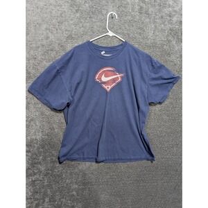 Nike Baseball Graphic T-Shirt Mens XXL Navy Blue Short Sleeve Swoosh Logo Tee